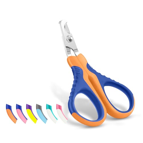 Image of WePet Pet Nail Clippers U07.1, Professional Claw Trimmer, Bended Scissor Special for Cats, Kittens, Dogs, Puppies, Small Animals, Orange /Navy Blue