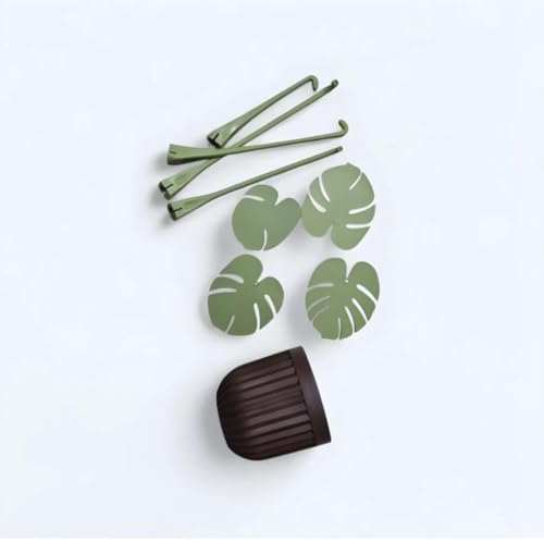 Image of SR Premium Monstera Leaf Coaster Set with Pot | Artificial Plants with Pot | Home decore | Multi-Purpose Heat Resistant Coasters & Table Trivets for Personal /Office /Home /Restaurant (2)