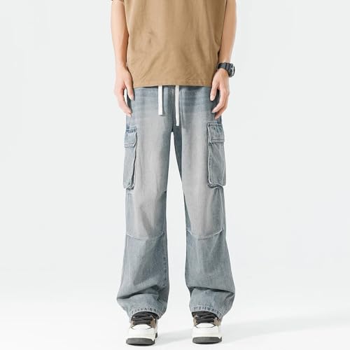 High Street Men Workwear Jeans Pants Hip Hop Retro Loose Denim Trousers Straight Casual Pants for Man3