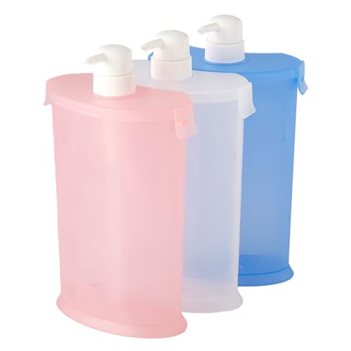 アイメディア ディスペンサー 3色セット 500ml対応 シャンプ― ソープ リンス 袋ごと おしゃれ 詰め替えボトル 詰替え容器 お風呂グッズ スリムna詰め替え用お手軽ポンプ