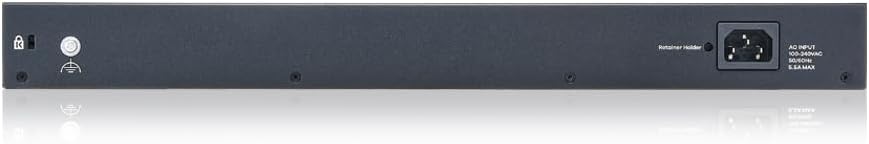 Арткы view of the Zyxel XGS1935-52HP switch, showing the AC power input and grounding screw.