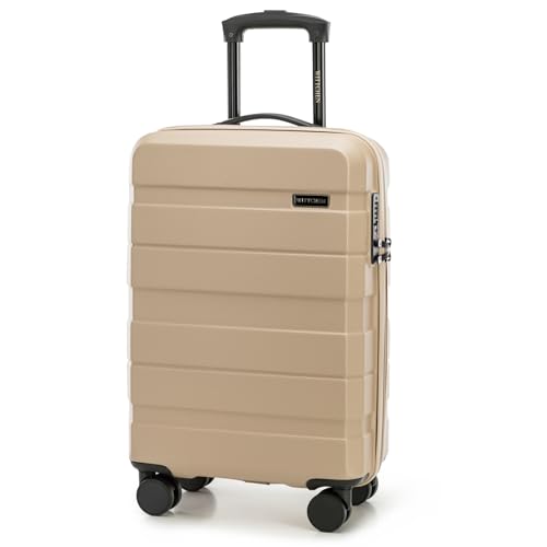 WITTCHEN COMODO Line Kleiner Koffer Kabinentasche Kabinenkoffer Handgepäck Reisekoffer Hartgepäck aus ABS TSA Schloss Handgepäck Reisekoffer Größe S Beige