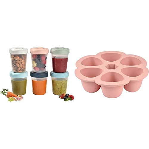 BÉABA, Lot de 6 Portions Conservation Clip, Pots empilables et emboîtables, 100% hermétique, Graduation(6x250ml) & Multiportions Silicone de qualité...