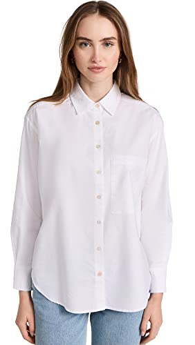 AYR Women's The Deep End Button Down Shirt, White, L
