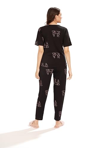 Image of AV2 Women's Cotton Printed Round Neck Short Sleeve Nightsuit Set | Pajama Set | Casual Night Dress for Women- 2887
