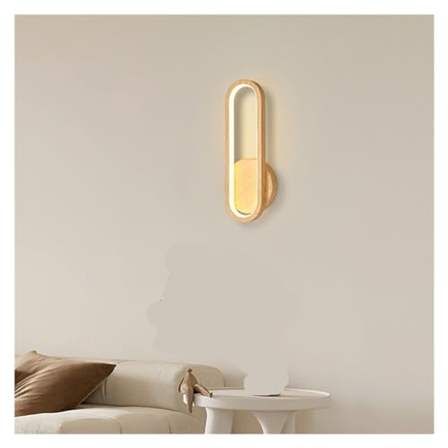 Aplique de pared LED de madera con acabado blanco e iluminación tricolor 5