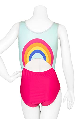 Destira Catlandia Gymnastic Leotard For Girls, Colorful, Cat-Themed Split-Back Leo, Matching Scrunchie Included Child M (8) #TOP1