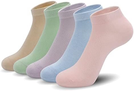 SERISIMPLE Ultra-Thin Comfort Viscose Bamboo Mesh Ankle Socks for Women -Breathable Lightweight Low-Cut Socks 5 Pairs