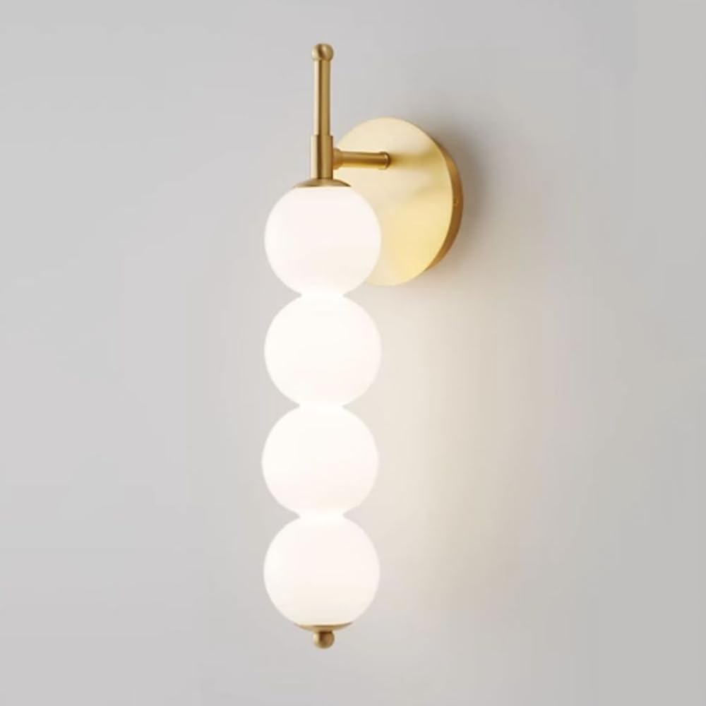 SXSCARKX Globe Wall Light LED Sconce White Glass Mount Lamp Copper Hardwired Sconces Lighting Living Room Lights Bedroom Bedside Restaurant Decor Lamps
