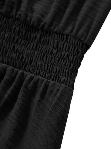 Robe longue d'été décontractée noire à manches volantées en taille S