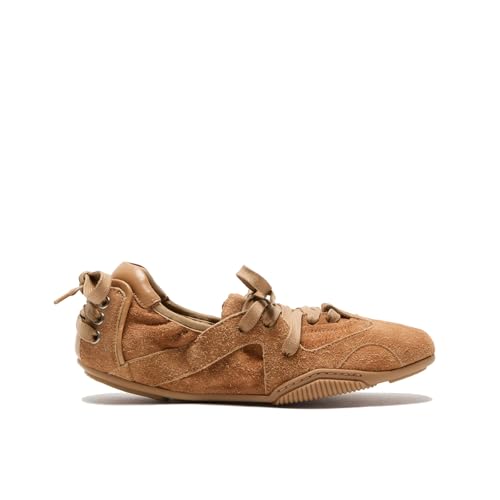 Women's Lace-Up Ballerina Sneakers Fashion Sneakerina Ballet Sneakers Decorative Comfortable Outgoing Ballet Flat Shoes Walking Tennis Casual