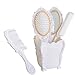 5Pcs Vintage Hair Brush Set Hand Mirror Comb Set with Hand Mirror, Detangling Hair Brush, Rat Tail Comb, and Holder with Embossed Flower for All Types (White)