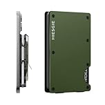 HIESGIE Compatible with MagSafe Wallet, Mens Mag Safe Wallet, Rfid Blocking Metal Card Holder with Money Clip, Minimalist Magnetic Phone Wallet Compatible with iPhone 16/15/14/13/12 Series, Army Green