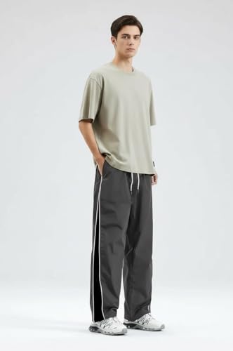 Image of Men's Track Pants Combo Pack of 2 | Loose Fit Sports Joggers with Side Stripe | Elastic Waist with Drawstring | Casual Gym Running Workout Pants