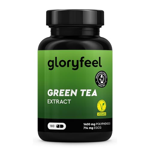 Extracto de Té Verde Alta Dosis - 98% Polifenoles + 50% EGCG (714mg) + 80% Catequinas - 180 Cápsulas - Con pimienta negra para mejorar la biodisponibilidad - Probado en laboratorio y sin aditivos