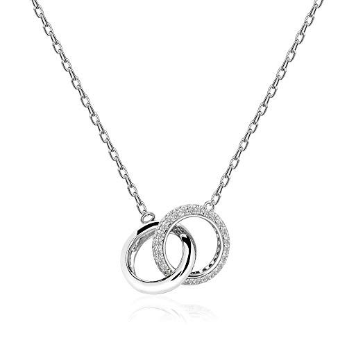 925 Sterling Silver Necklaces for Women Fashion Dainty Pendant Necklace 18K White Gold Plated Necklace CZ Jewelry Simple Trendy Rhinestone Necklaces Valentine Christmas Gift for Mother Mom Best Friend Bridesmaid,18” (07-Rose Gold)
