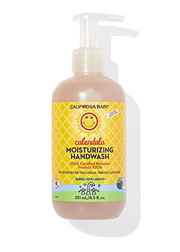 Image of California Baby Moisturizing Handwash - Light Scented Lavender & Clary Sage, Non-Drying Cleansers, Everyday Use for Sensitive Skin & Eczema, 100% Plant-Based - USDA Certified, Calendula 8.5oz