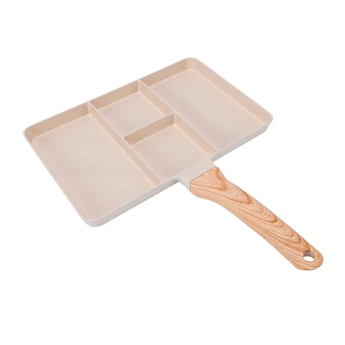 Naroote Sartén para Parrilla Dividida de 4 Secciones, Plancha de Desayuno Antiadherente de Piedra Maifan con Utensilios de Cocina de Múltiples Compartimentos de Aleación de Aluminio de Calentamiento