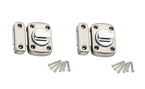 Image of MHS Baby Latch Regulator Type Turn Bolt Lock Rotate Zinc Alloy Superbolt Latch for Bathroom, Glass & Wooden Doors Silver, Black, Antique Finish - with Screws (A. Silver, Pack of 2)