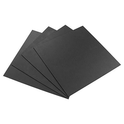 FYBREX Set of 4 Black Square ABS Sheets 12"x12" with .08" Thickness, Hold High Breakage Great Impact and Tensile Strength, Excellent for Interior Appliance Tub Shower Wall with Mounting Screws