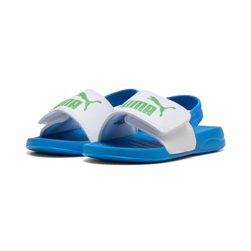 PUMA Sandales unisexes pour bébé Popcat 20 avec bride arrière, AC INF, blanc-vert, bleu de course de fruits, pointure 42, Puma Blanc Vert Fruit Racing Bleu, 27 EU