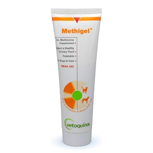 Vetoquinol Methigel - Urinary Acidifier for Dogs & Cats - Supports Bladder Health & pH Balance in Pets - Odor Neutralizer Support - Great Taste for Easy Daily Use - 4.25 oz