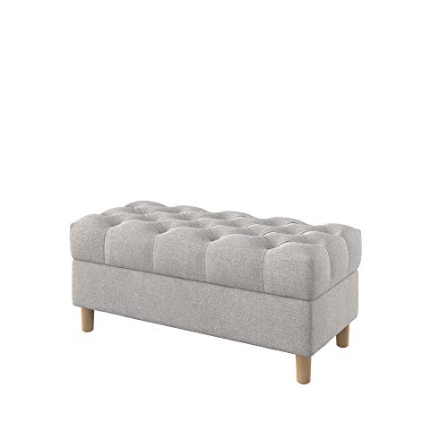 Furninero - Banco de Almacenamiento Tipo Ottoman tapizado capitoné con patrón Diamante con Abotonado Profundo, Patas Redondeadas, 100 cm de Ancho, Naturel Beige Tela, Beige