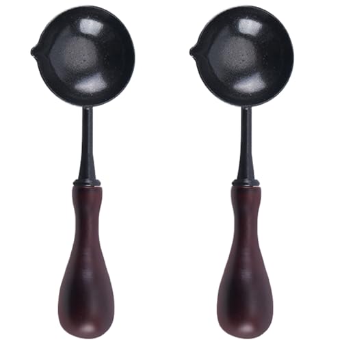 Wax Spoon 2Pcs Frosted Vintage Wax Melting Spoon Painted Non-Stick Wax Seal Spoon with Handle 4.1x1.3in Wax Spoon for Sealing Gift Envelop Invitations Wax Seal Spoon Wax Spoon for Sealing Wax Seal W