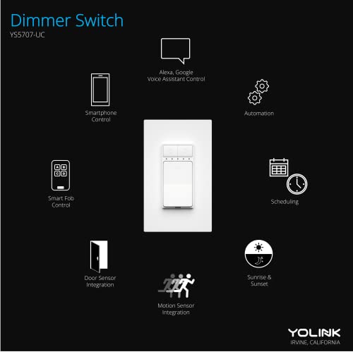 Image of YoLink Smart Dimmer Switch, Alexa, Google, IFTTT Integration, Neutral Wire & YoLink Hub is Included
