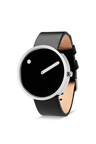 Picto Armbanduhr Ø40, Schwarz/Edelstahl Leder