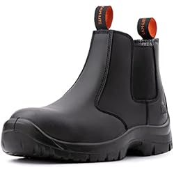Kamet Botines KAM-LITE Zapatos de seguridad para hombre S3 antideslizantes de piel, botas de seguridad, impermeables, puntera de acero, transpirables, ligeras, botas de trabajo, Negro , 42 EU Weit