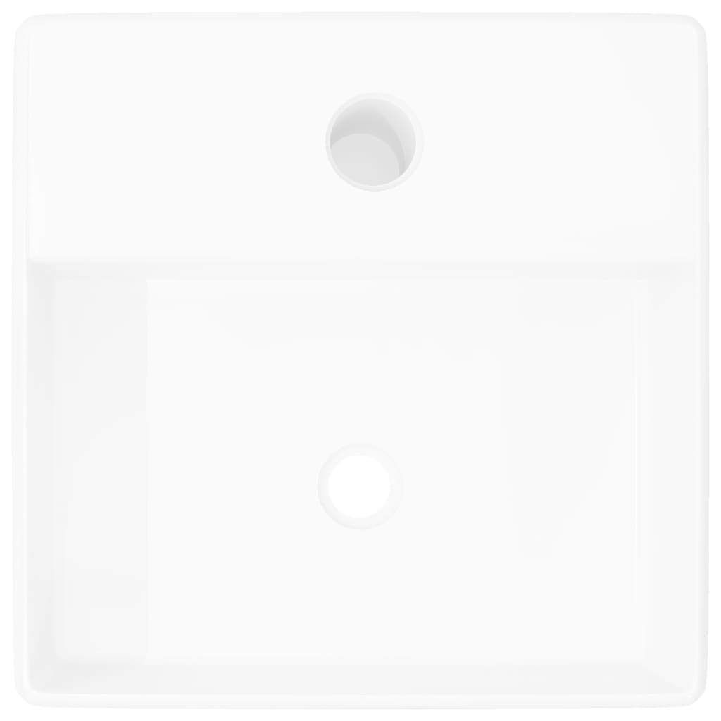Lavabo cuadrado con agujero para grifo Cerámica Blanco Lavabo, Lavabo para colocar sobre el mostrador para cuarto de baño, WC de invitados, Hotel, WC