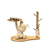 Fiozwea北欧風 クマ キー収納 おしゃれ 小物入れ 玄関収納 オブジェ 置物 鍵置き 鍵入れ おしゃれ 卓上置物 収納トレイ 動物像 彫刻装飾 玄関 インテリア 化粧卓 口紅スタンド 財布 コイン キャンディー皿 実用性が高い 人気 (ベージュ) [並行輸入品]