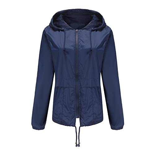 Jaqueta de chuva feminina à prova d'água sólida manga longa bolso casaco corta-vento de malha solta