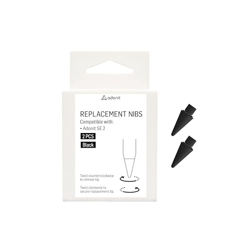 Adonit Lot de 2 embouts de rechange SE 2 noir haute durabilité