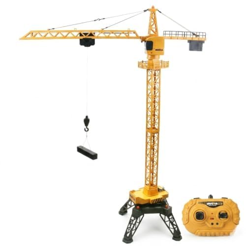 Grúa Teledirigida Niños 128 cm, Grúa Torre RC 2.4GHz 6 Canales, Rotación 680°, Control Remoto 30 m, Elevación Realista con Gancho, Luces y Sonido, Juguete Construcción Ingeniería