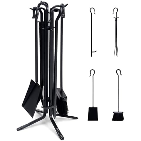 GiantexUK 5-Piece Wrought Iron Fireplace Set Cover