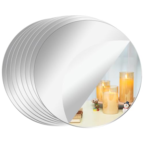 CEUQIESO 2mm Thick Acrylic Round Mirrors, 8 Pack 10 Inch
