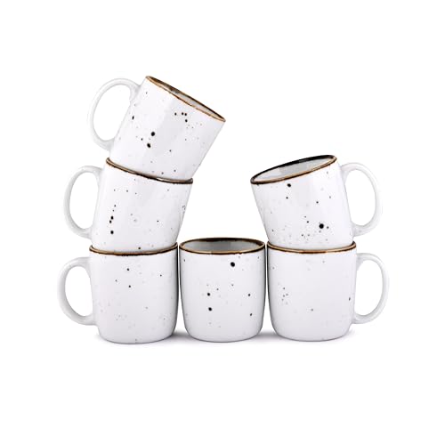 Image of Hitkari Potteries Porcelain White Sparkle Coffee Mugs Set 6 | for Morning & Evening Tea /Coffee | Home & Kitchen | Coffee Cup (SL-4)