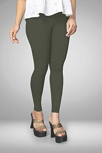 Image of Women's Cotton Skinny Leggings with Ankle Length Solid Pattern Mid Rise and Elastic Closure | Cotton Skinny Leggings for Womens