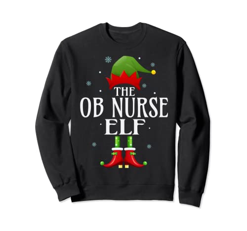 OB Nurse Elf Xmas Funny Family Pijama de Navidad a juego Sudadera