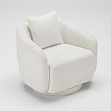 Farini Swivel Accent Chair Armchair,Round Barrel Chair for Living Room Bedroom Waiting Room Office(White)