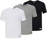 Mossimo 3-Pack Men's T-Shirts, Soft Micro Modal Basic Casual Tees, Plain Undershirts for Men, Black/White/Grey, M