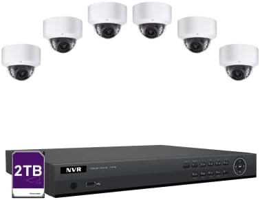 LINOVISION 8 Channel Security Camera System with 4K POE NVR, (6) 6MP Outdoor CCTV Cameras with Mic for One Way Audio, 2TB HDD, Guarding Vision or Hik Connect App, for Commercial Security