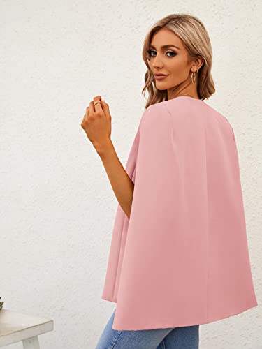 Gamisote Womens Cape Blazer Split Sleeve Open Front Casual Jacket Coat Workwear Pink #TOP4