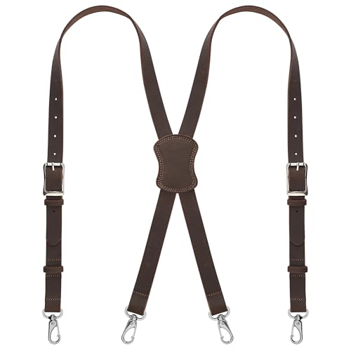 Image of Grain Buffalo Leather Suspender for Men | 0.2 inches thickness | Western Heavy Duty Dress Suspender