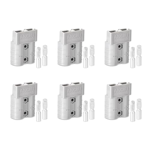 ELFCULB Anderson Stecker 50A 6 Stück Batterieanschluss 50A Batterie Schnellanschluss Stecker für Auto Wohnwagen Wohnmobil Boot