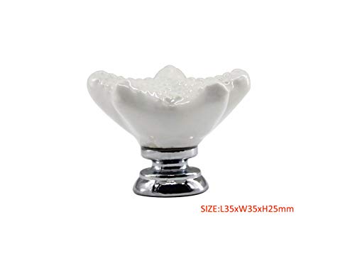 Annakideya Pack of 8 White Starfish Shaped Ceramic Drawer knobs with zinc Alloy Base Cabinet pulls Dresser Wardrobe Handles - Image 2