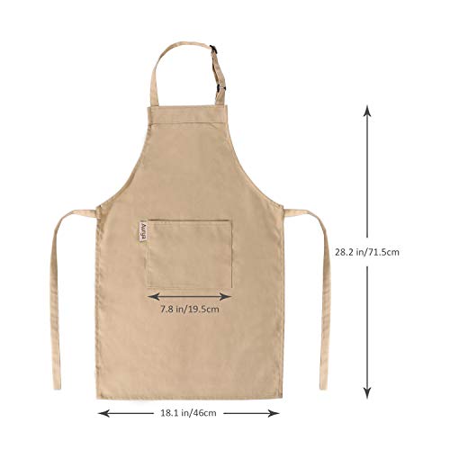 Kids Apron and Chef Hat Set-Adjustable Child Apron for Boys and Girls for Cooking Baking Khaki - Image 4