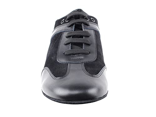 Very Fine Dancesport Shoes - Latin, Salsa, Ballroom Dance Shoes For Men Sero106Bbx Flat Heel +1 Suede Sole Shoe Brush (Black Leather & Black Suede, Size 11) #TOP2